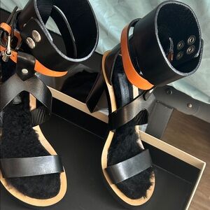 Stylish Black and Orange Women's Heels